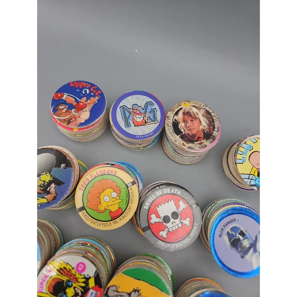 Vintage POGS Lot Of Over 320 Pieces W/ Slammers 90s Bart Jurassic Rangers Poison